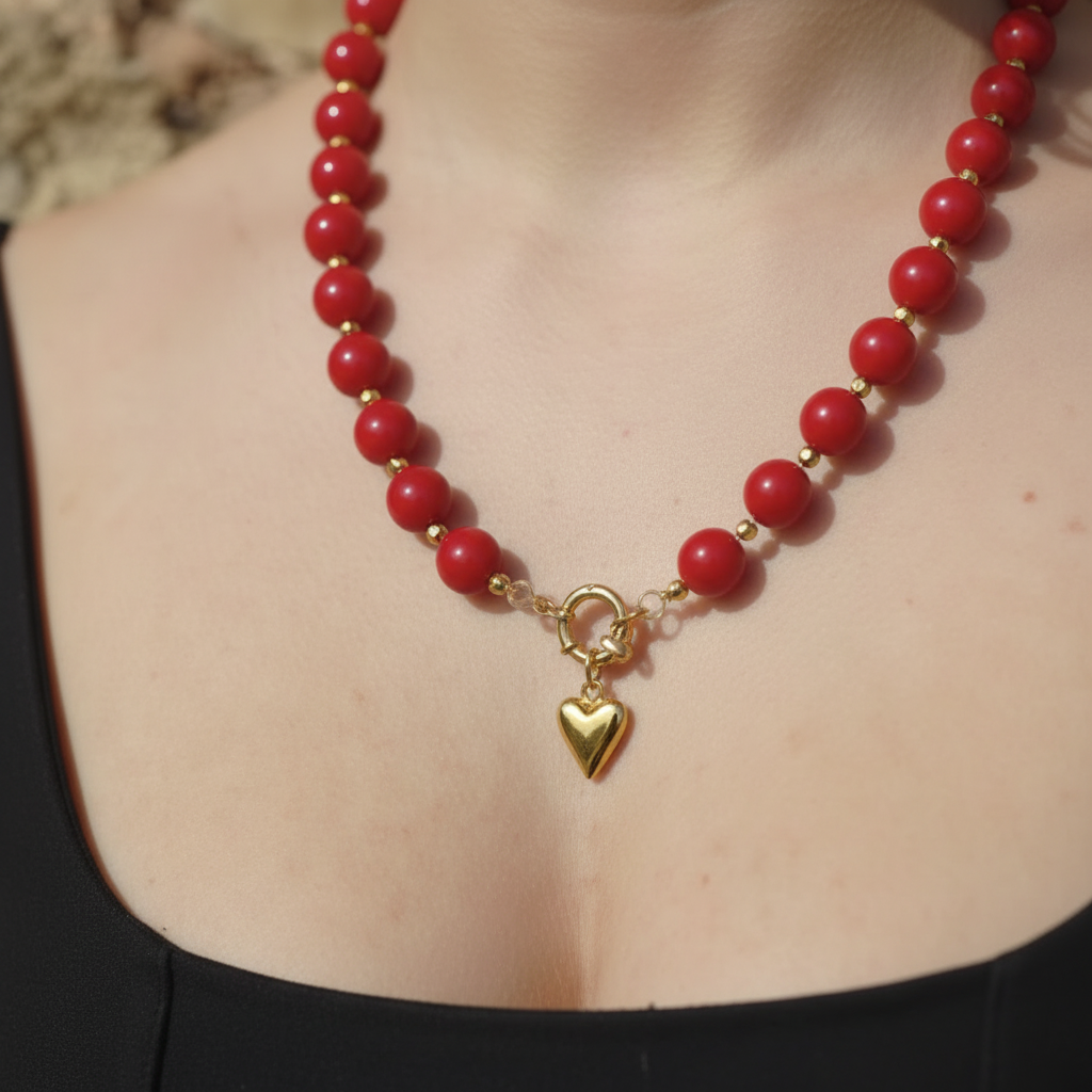 Macro gold heart pendant